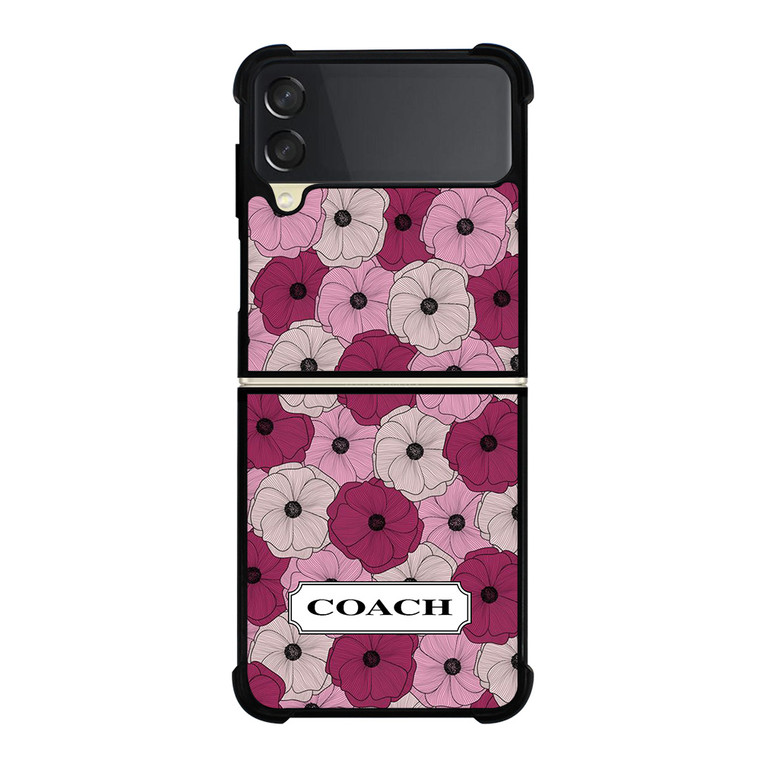 COACH NEW YORK LOGO PURPLE FLOWER Samsung Galaxy Z Flip 3 Case Cover
