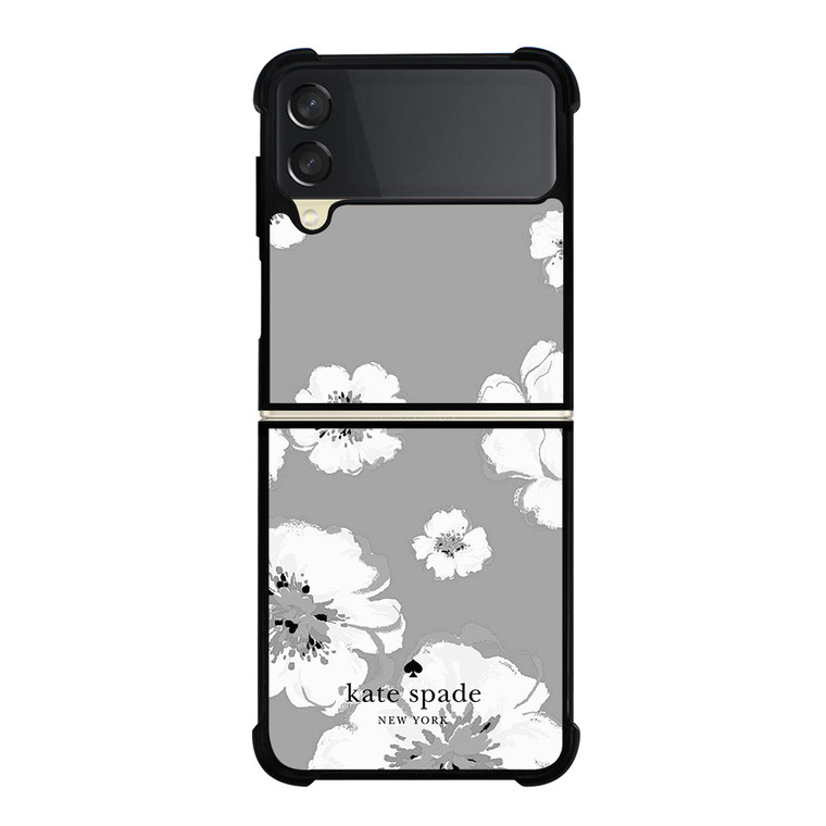 KATE SPADE NEW YORK LOGO FLORAL GRAY Samsung Galaxy Z Flip 3 Case Cover