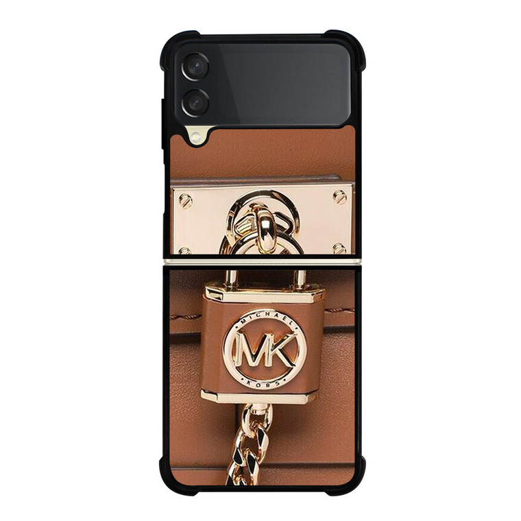 MICHAEL KORS LOGO MK PADLOCK BROWN Samsung Galaxy Z Flip 3 Case Cover