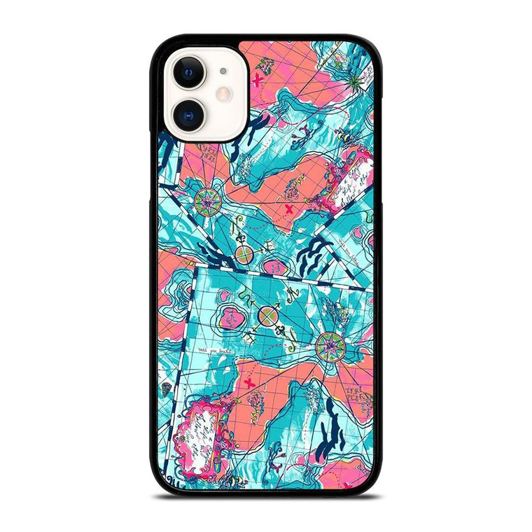 LILLY PULITZER MAP PATTERN iPhone 11 Case Cover