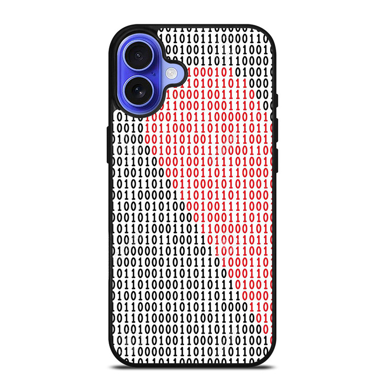BINARY CODE HALF HEART PATTERN iPhone 16 Case Cover