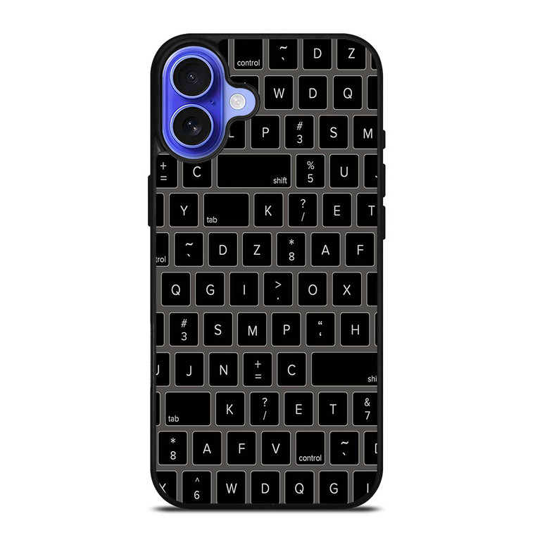 BLACK KEYBOARD PATTERN iPhone 16 Case Cover