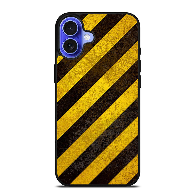 BLACK YELLOW POLICE LINE STRIPE iPhone 16 Case Cover