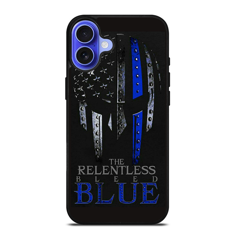BLUE LINE POLICE WARRIOR SKULL iPhone 16 Case Cover