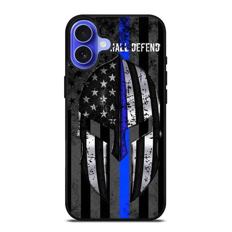 BLUE LINE POLICE WARRIOR iPhone 16 Case Cover