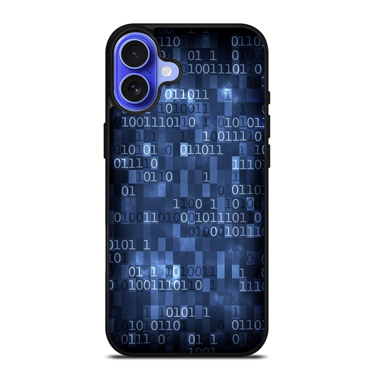 BLUE STYLISH BINARY CODE iPhone 16 Case Cover