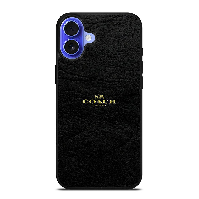 COACH NEW YORK BLACK LEATHER iPhone 16 Case Cover
