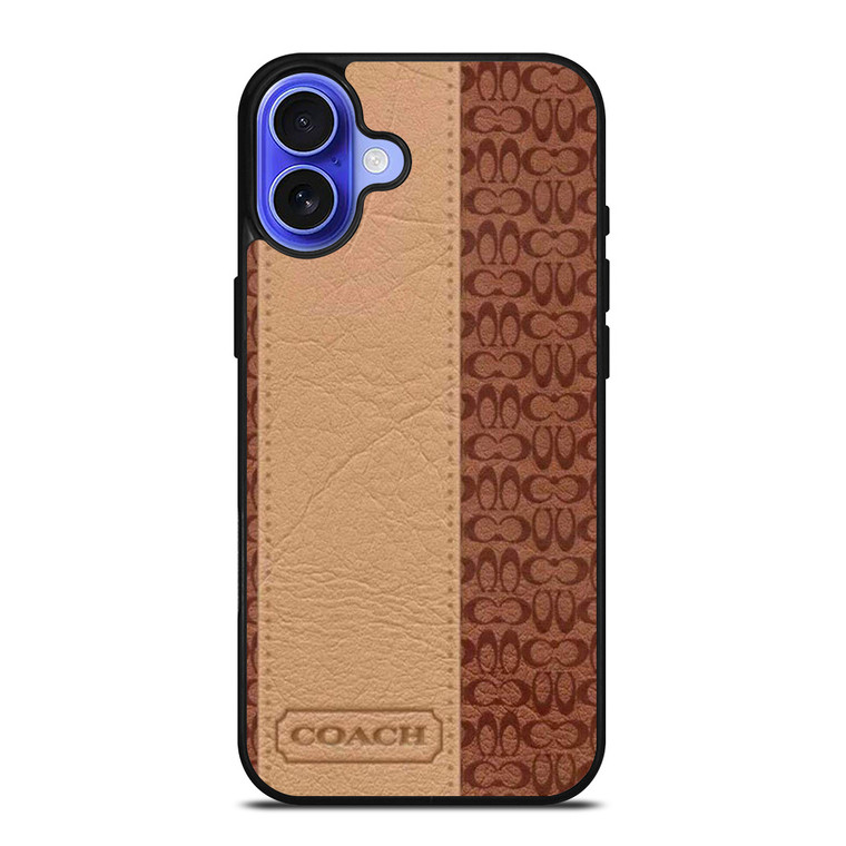 COACH NEW YORK BROWN LEATHER iPhone 16 Case Cover