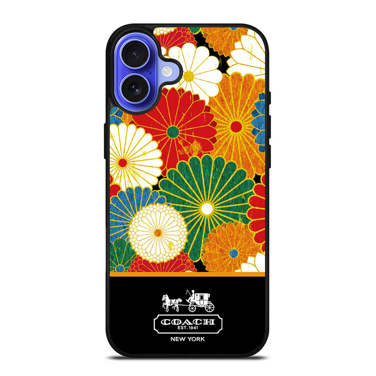 COACH NEW YORK COLORFUL FLORAL LOGO iPhone 16 Case Cover