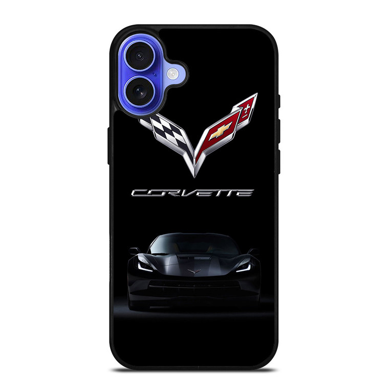 CORVETTE STINGRAY CAR BLACK iPhone 16 Case Cover