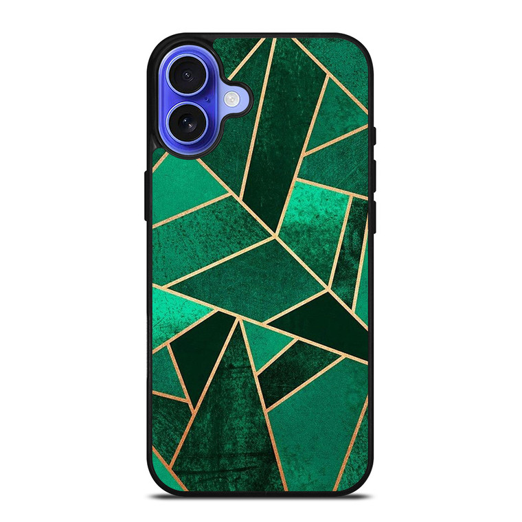 EMERALD AND COPPER GEOMETRIC PATTERN iPhone 16 Case Cover