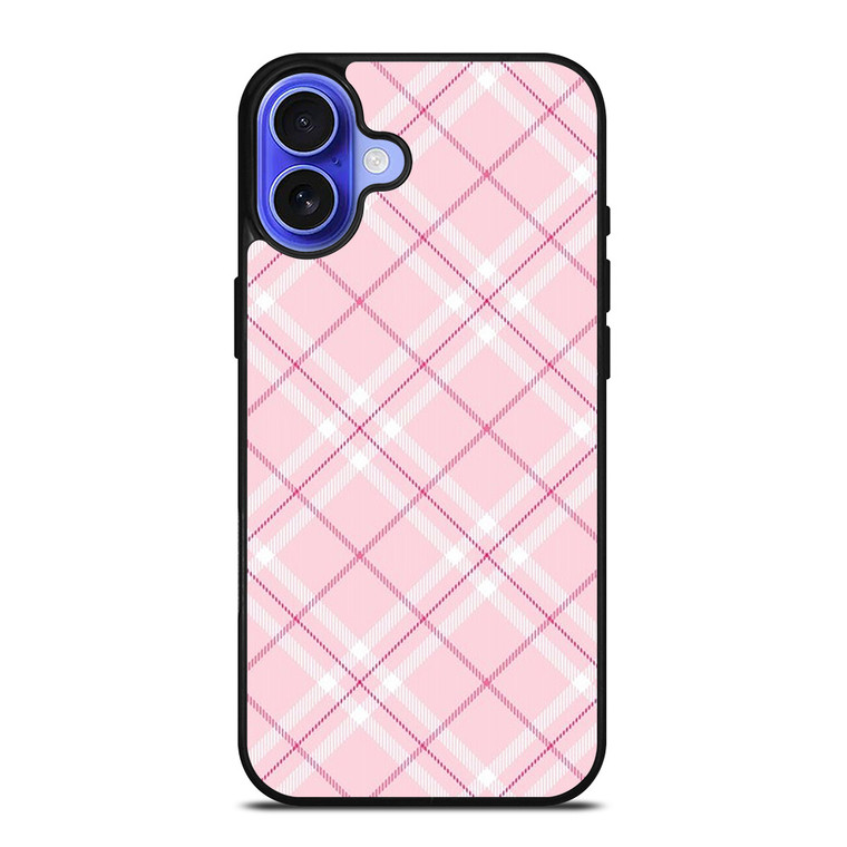 LIGHT PINK PLAID PATTERN iPhone 16 Case Cover