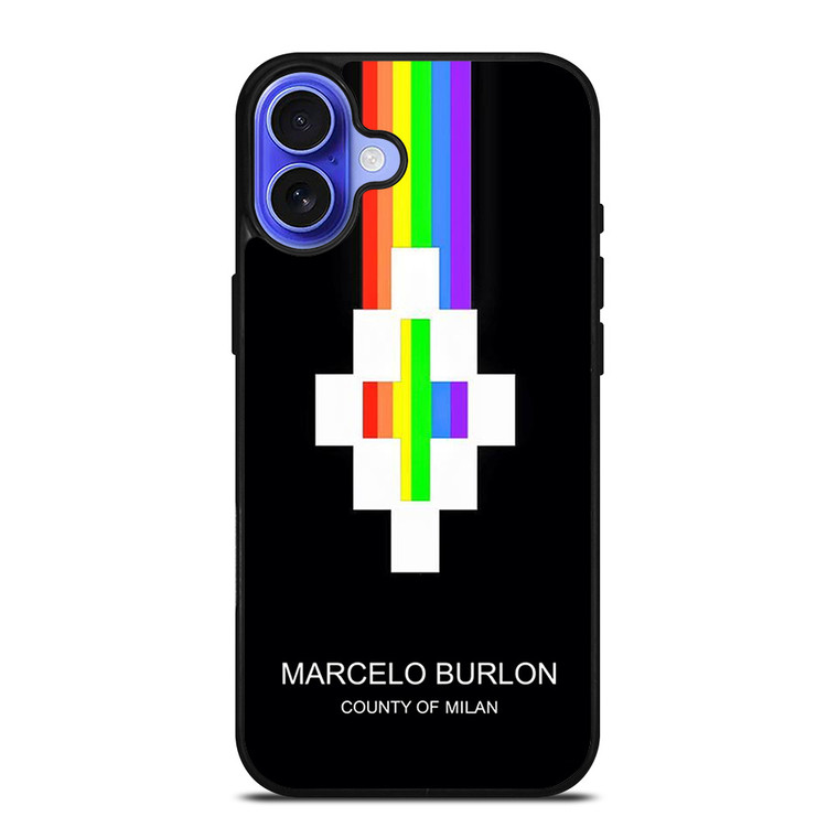 MARCELO BURLON MILAN RAINBOW LOGO iPhone 16 Case Cover