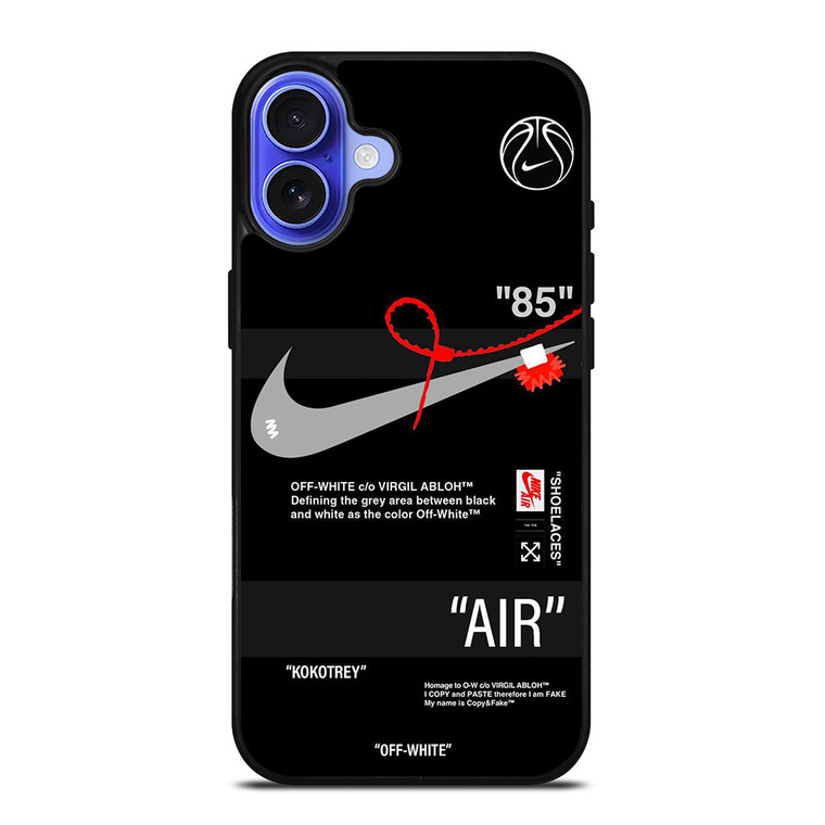 NIKE SHOES X OFF WHITE BLACK 85 iPhone 16 Case Cover