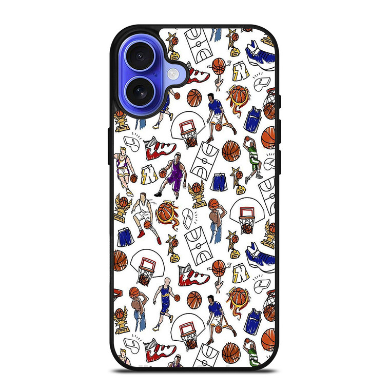 PLAYFUL BASKETBALL DOODLE ART iPhone 16 Case Cover