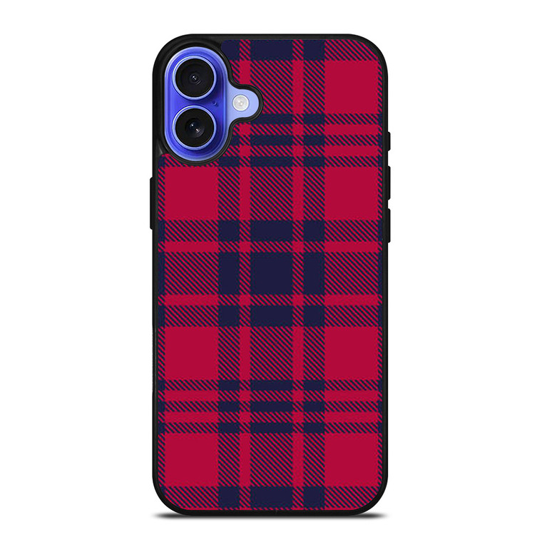 RED BLUE TARTAN PLAID PATTERN iPhone 16 Case Cover