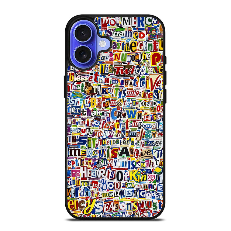 RETRO ALPHABET COLLAGE iPhone 16 Case Cover