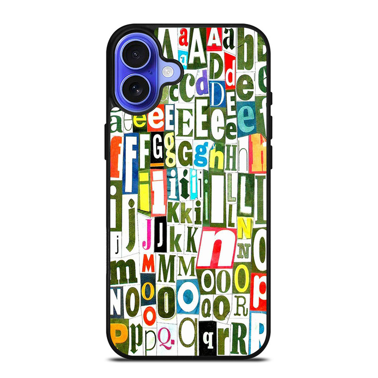 RETRO ALPHABET GREEN COLLAGE iPhone 16 Case Cover