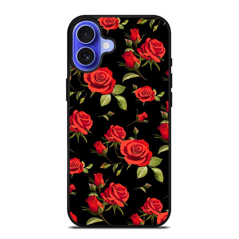 SEAMLESS RED ROSE PATTERN iPhone 16 Case Cover