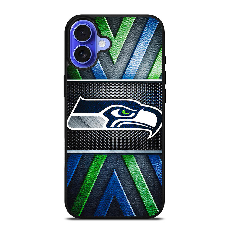 SEATTLE SEAHAWKS METAL LOGO iPhone 16 Case Cover