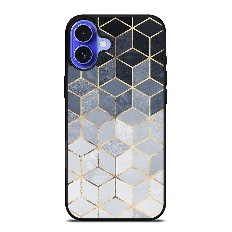 SOFT BLUE GRADIENT CUBES iPhone 16 Case Cover