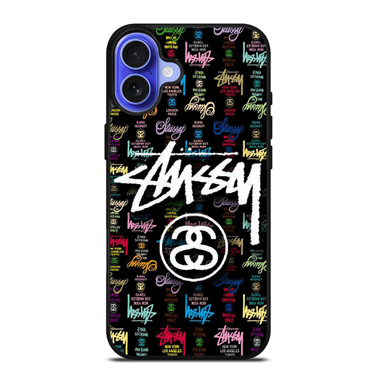 STUSSY COLLAGE LOGO iPhone 16 Case Cover STUSSY COLLAGE LOGO iPhone 16 Case Cover