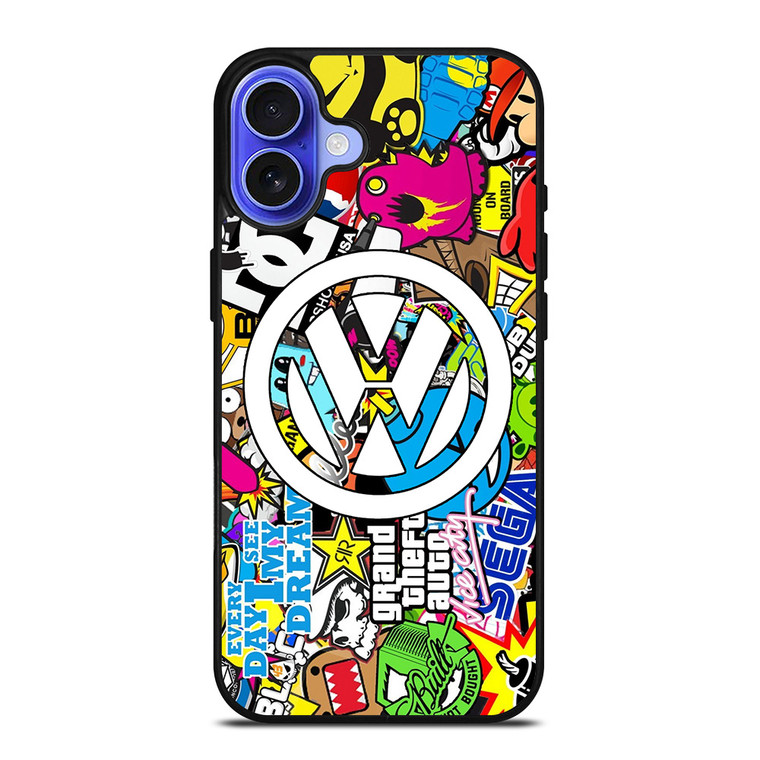 VW STICKER BOMB LOGO iPhone 16 Case Cover VW STICKER BOMB LOGO iPhone 16 Case Cover