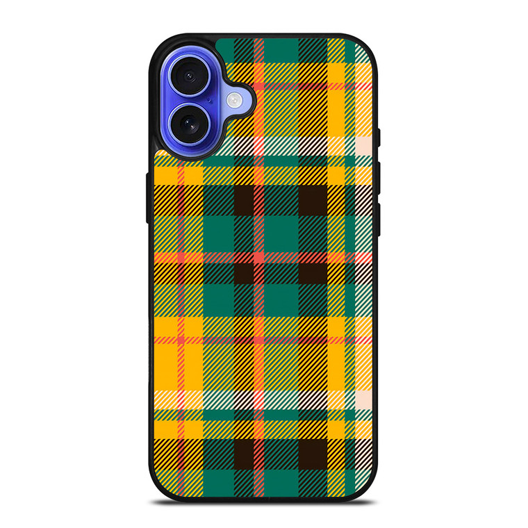 YELLOW GREEN TARTAN PATTERN iPhone 16 Case Cover