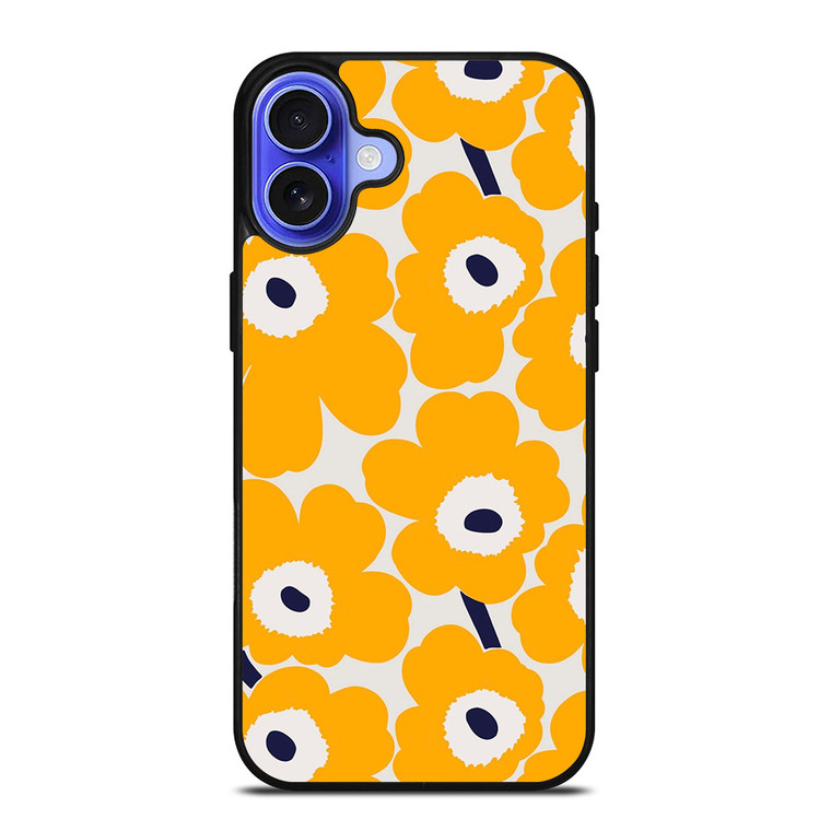 YELLOW RETRO FLORAL PATTERN iPhone 16 Case Cover