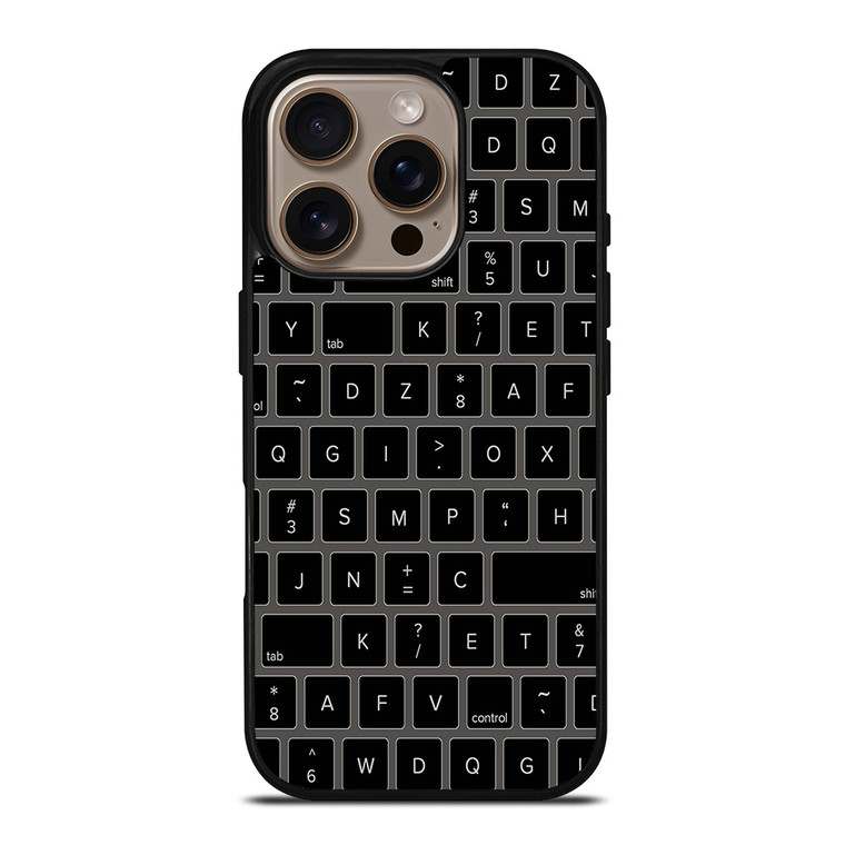 BLACK KEYBOARD PATTERN iPhone 16 Pro Case Cover