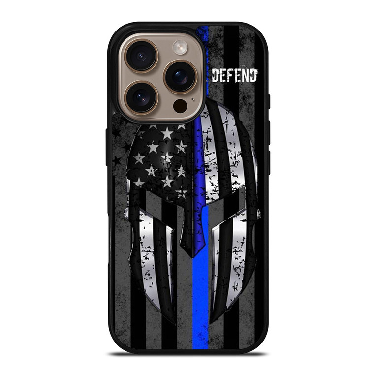 BLUE LINE POLICE WARRIOR iPhone 16 Pro Case Cover