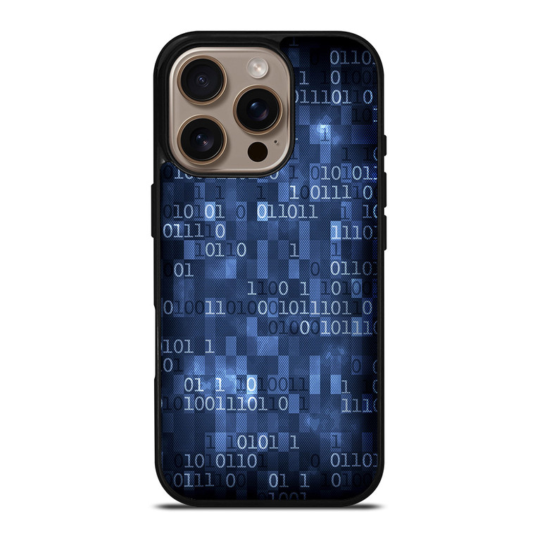 BLUE STYLISH BINARY CODE iPhone 16 Pro Case Cover