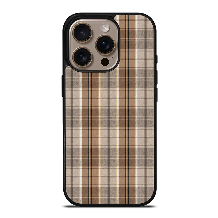 BROWN PLAID PATTERN iPhone 16 Pro Case Cover
