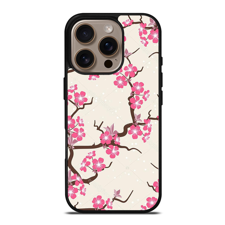 CHERRY BLOSSOM FLOWERS PATTERN iPhone 16 Pro Case Cover