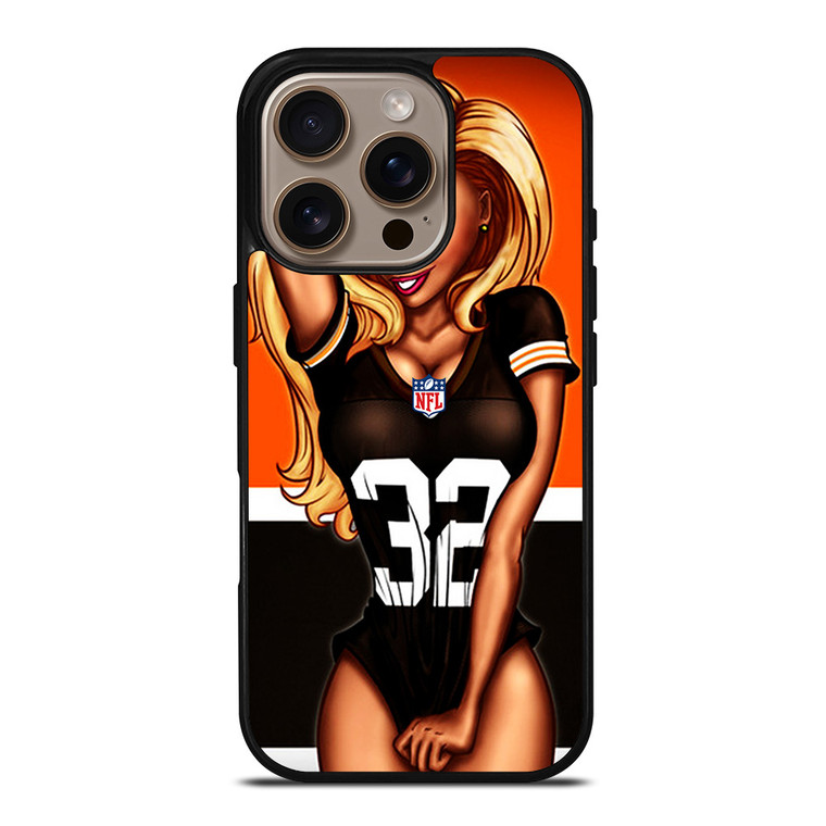 CLEVELAND BROWNS NFL CARTOON GIRL iPhone 16 Pro Case Cover