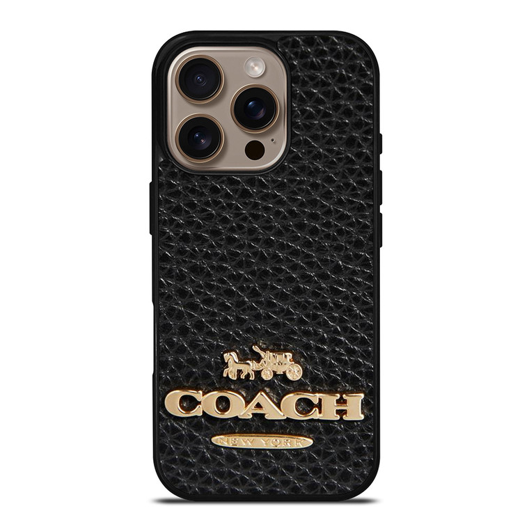 COACH NEW YORK BLACK LEATHER 2 iPhone 16 Pro Case Cover