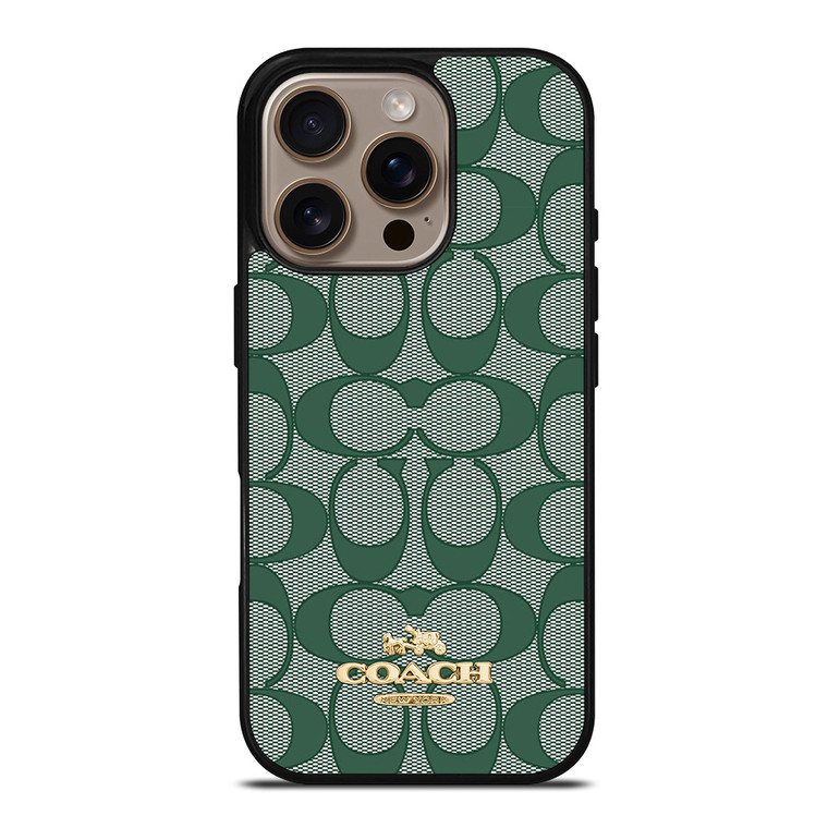 COACH NEW YORK LOGO GREEN ICONS iPhone 16 Pro Case Cover
