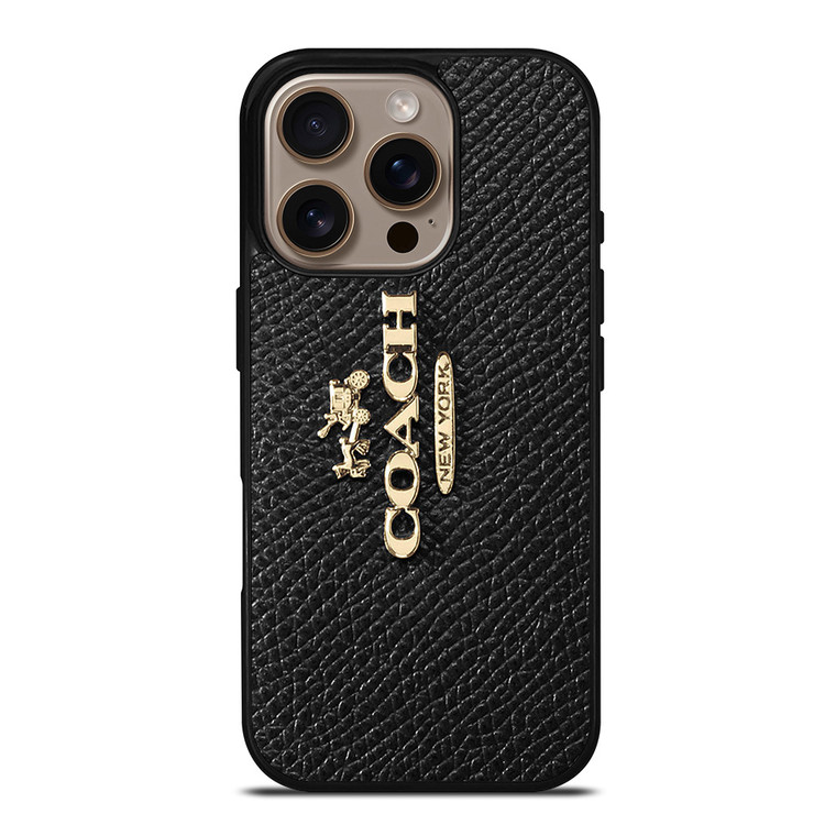 COACH NEW YORK LOGO ON BLACK WALLET iPhone 16 Pro Case Cover