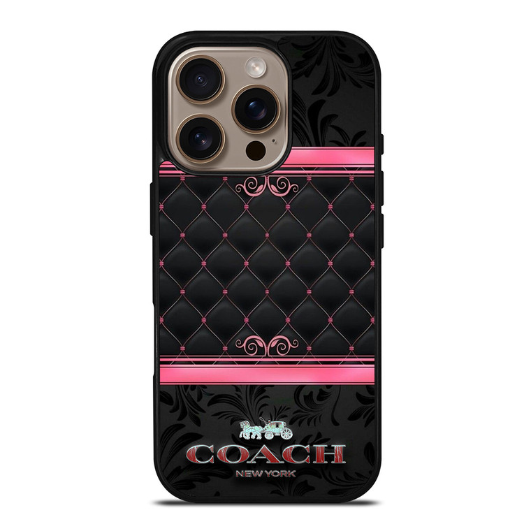 COACH NEW YORK PINK BLACK iPhone 16 Pro Case Cover