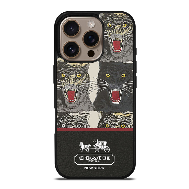 COACH NEW YORK TIGER FACE PATTERN iPhone 16 Pro Case Cover
