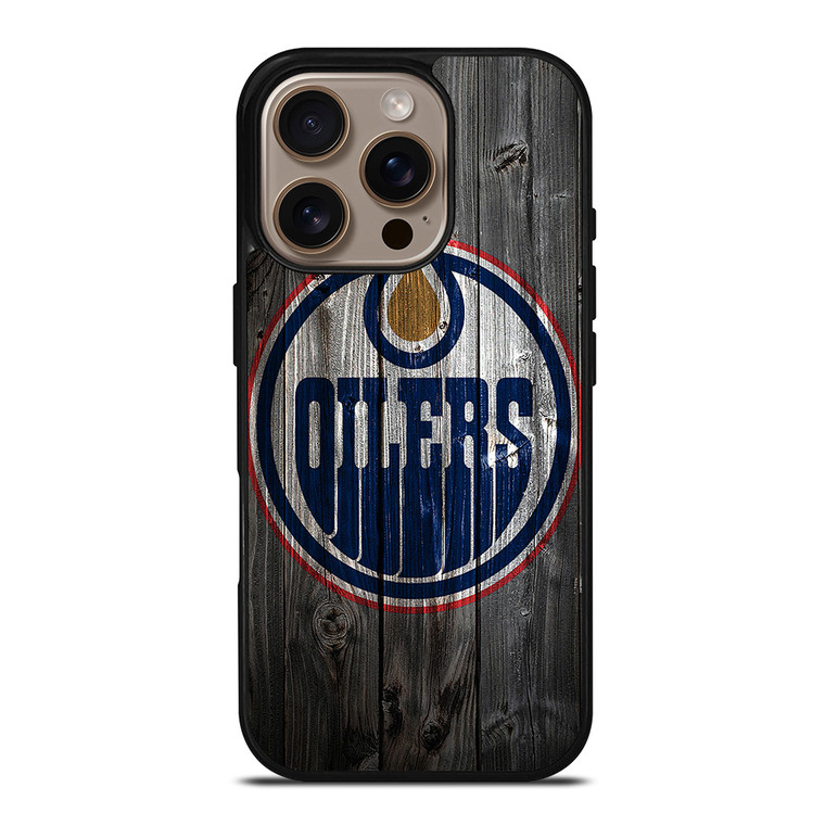 EDMONTON OILERS WOODEN LOGO iPhone 16 Pro Case Cover