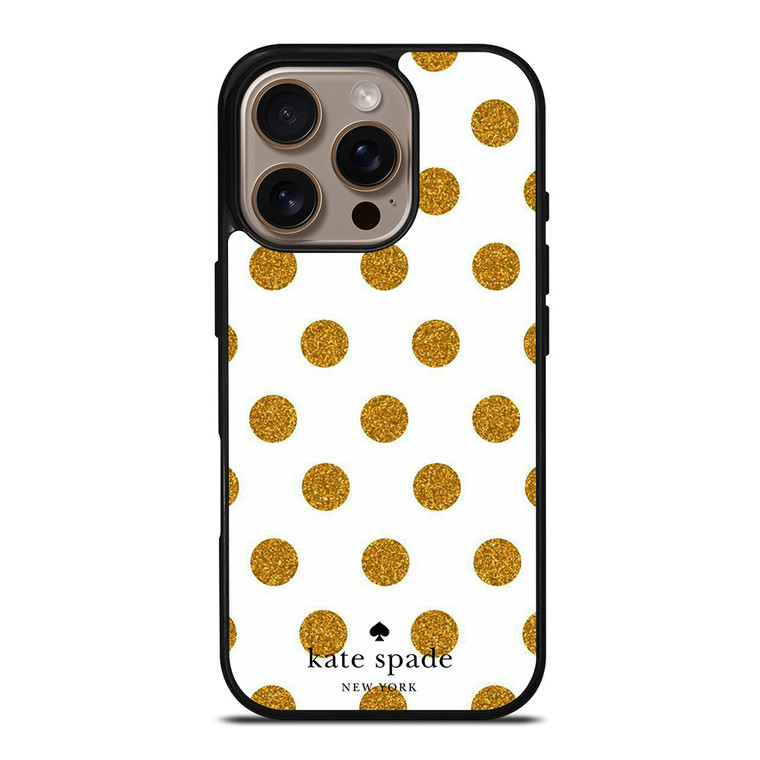 KATE SPADE NEW YORK LOGO GOLDEN POLKADOTS iPhone 16 Pro Case Cover