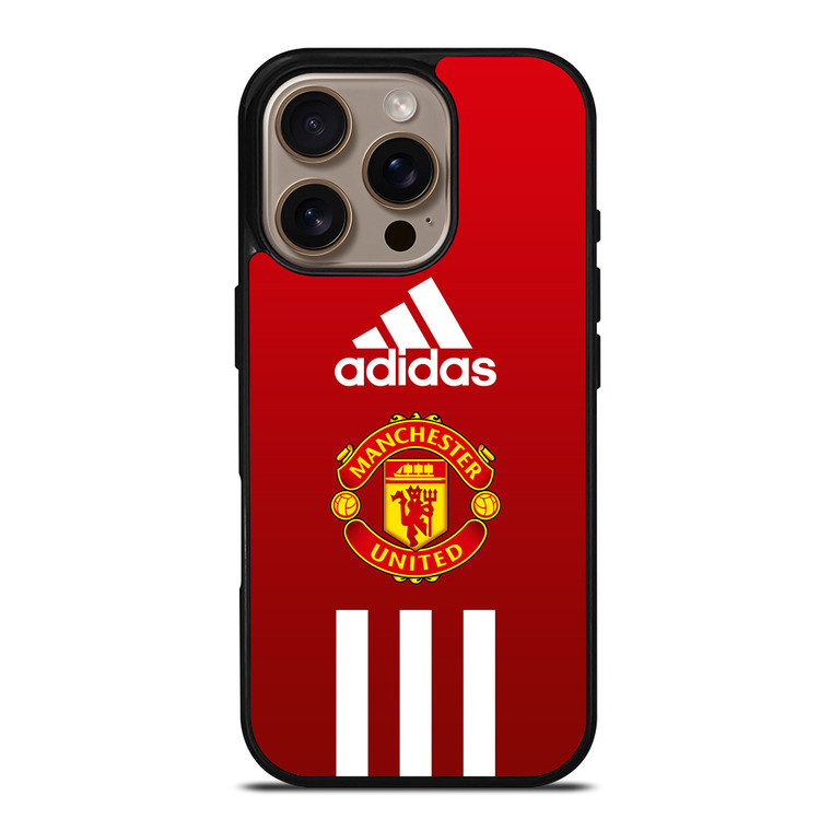 MANCHESTER UNITED FC ADIDAS STRIPES iPhone 16 Pro Case Cover