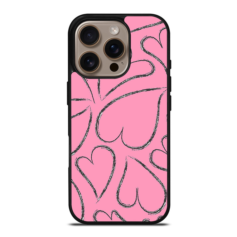 PINK LOVE BRUSHES PATTERN iPhone 16 Pro Case Cover