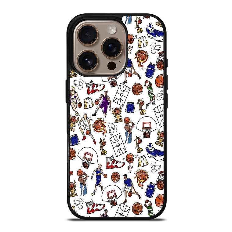 PLAYFUL BASKETBALL DOODLE ART iPhone 16 Pro Case Cover