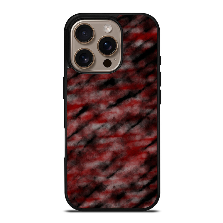 RED BLACK TIE DYE PATTERN iPhone 16 Pro Case Cover
