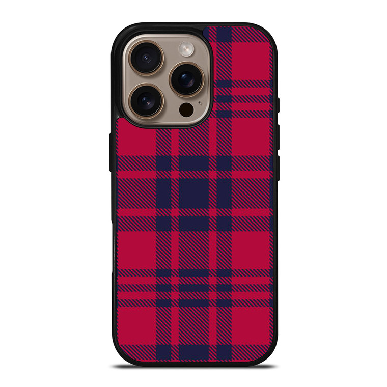 RED BLUE TARTAN PLAID PATTERN iPhone 16 Pro Case Cover