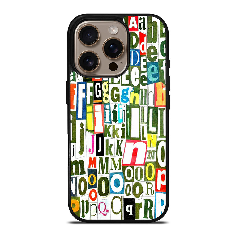 RETRO ALPHABET GREEN COLLAGE iPhone 16 Pro Case Cover