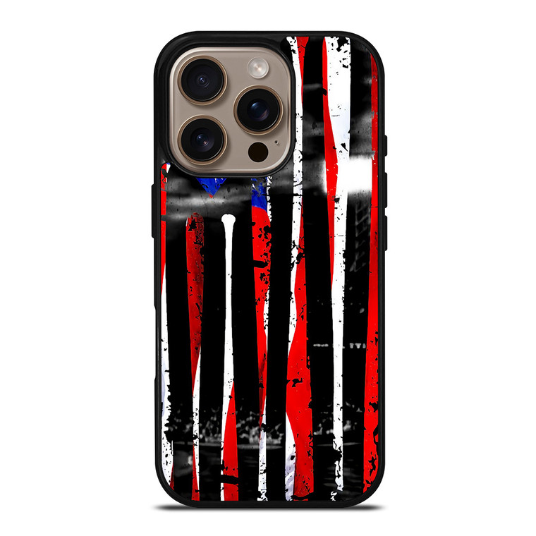 USA FLAG AMERICAN BASEBALL BLACK WHITE iPhone 16 Pro Case Cover