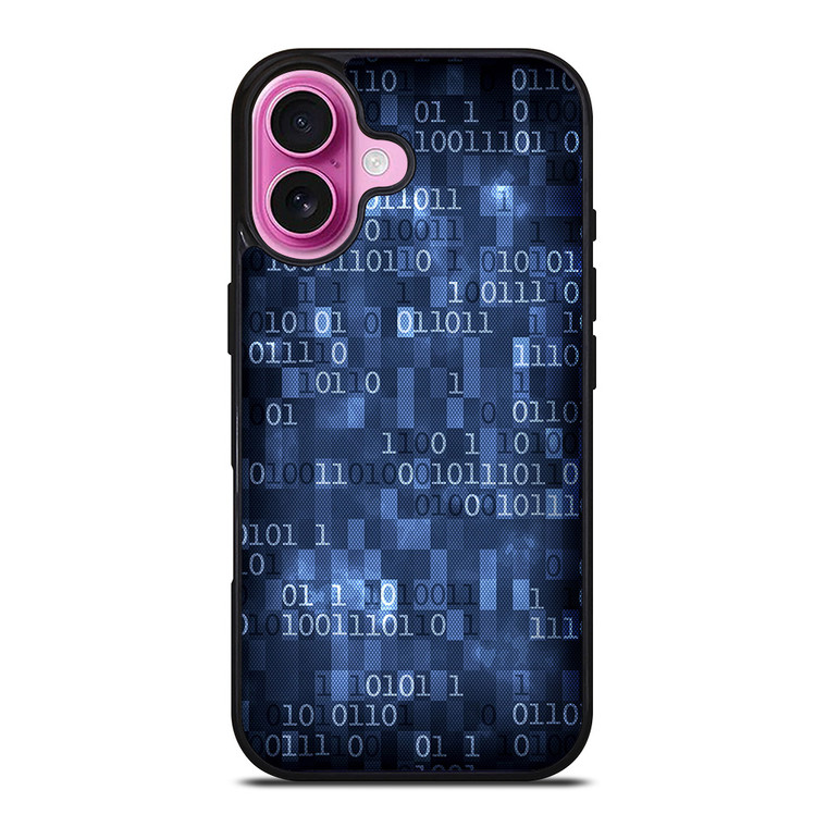 BLUE STYLISH BINARY CODE iPhone 16 Plus Case Cover